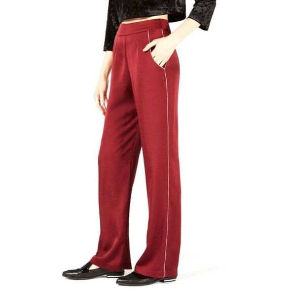 LEYDEN Red Piped Wide-leg Pants - Picture 1 of 6